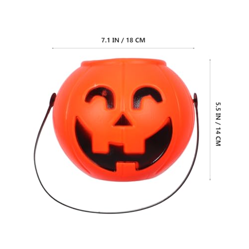 Halloween Pumpkin Trick or Treat Buckets 3 Pack - Plastic Jack O Lantern Candy Baskets with Handles
