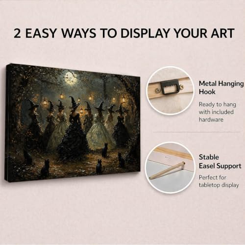 Halloween Witch Black Cat Wall Art Canvas F03 - Autumn Fall Home Decor