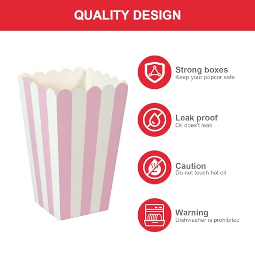 Pink Popcorn and Candy Boxes 24 Pack - Carnival Party Supplies