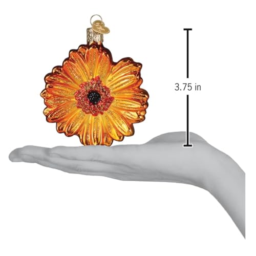 Sunset Gerbera Daisy Glass Ornament - Handcrafted Holiday Tree Decoration