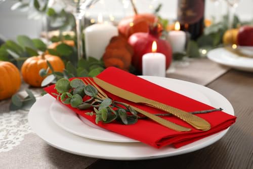 Orange Cloth Napkins Set of 8 - 18x18 Inch Microfiber Fall Table Decor