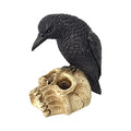 Halloween Gothic Crow on Skull Figurine - 5x 2.7x4 Inch Spooky Decor