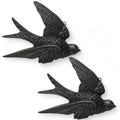 Kathfly 2 Pcs Black Swallow Wall Decor - 4.7-Inch Resin Bird Art, Modern Black Finish