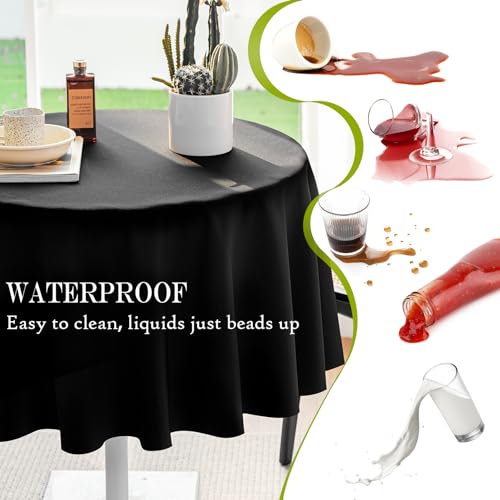 60 Inch Round Tablecloth for 36-48 Inch Tables - Black Polyester Spillproof