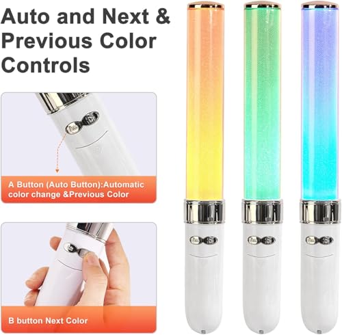 LED Glow Stick 18 Colors Multicolor Flash Light for Concerts & Parties - 2 Pack
