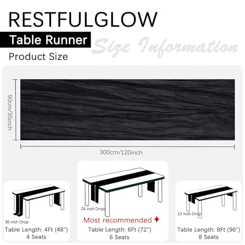 Black Cheesecloth Table Runner 35x120 Inches - 6 Pack, Reusable & Elegant