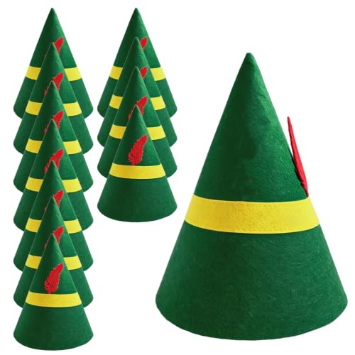 Green Christmas Elf Hat Bulk for Adults - Reusable Felt Costume Accessory