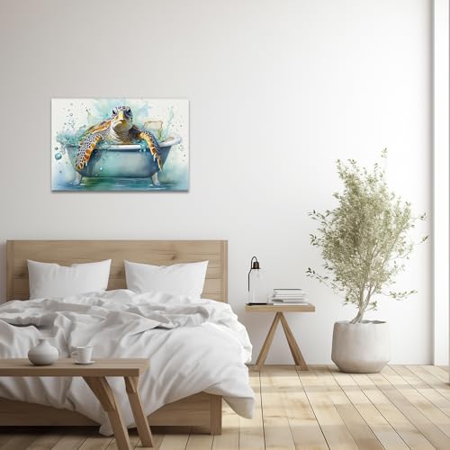 Sea Turtle Wall Art Canvas Painting - 24x36 Inches Framed Ocean Animal Decor - Sea Turtle 2