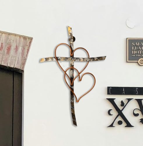 Black Matte Wall Cross 14x10 Inch Religious Wall Decor for Living Room & Outdoors