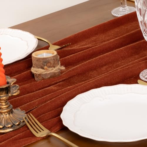 4 Pack Velvet Table Runners 20 x 120 Inches Fall Wedding Decor Luxurious