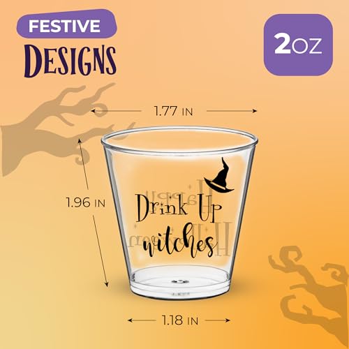 Halloween Shot Glasses Set of 100 - Spooky Plastic Drinkware for Party Decorations