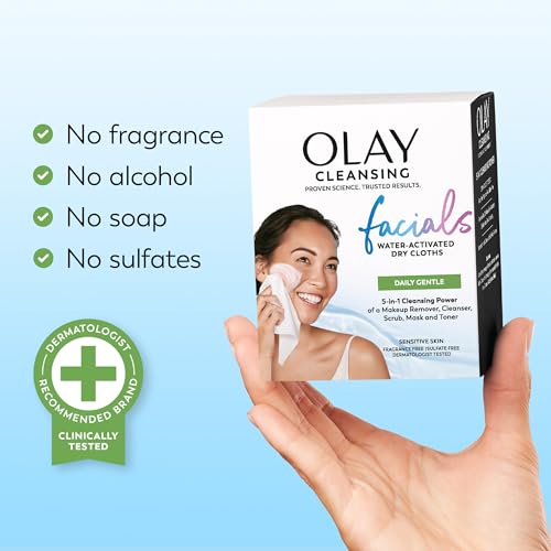 Olay Eye Makeup Remover Wipes, Daily Facials Gentle Face Cleanser for Sensitive Skin, Alcohol and Fragrance Free, Soft Face Wash Towels, Travel Essentials for Women, Dry Cloths, 99 ct (3 X 33ct)