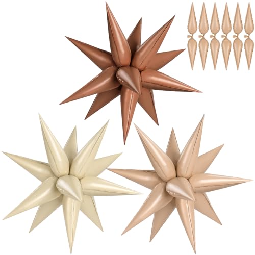 Chocolate & Caramel Star Foil Balloons 36PCS - Reusable Party Decorations