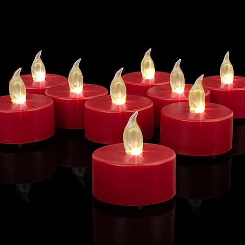 LED Flameless Tea Lights Battery Operated 100 Pack Red - Safe Romantic Decor