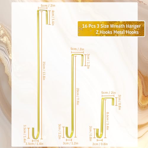 Over Door Hooks Set - Champagne Gold, 16 Pcs Wreath Hangers & Hooks