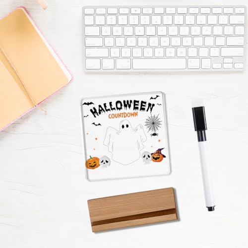 Halloween Countdown Acrylic Sign with Stand - Ghost Pumpkin Spider 4x4 Inch Holiday Decor - Variation of THIS listing