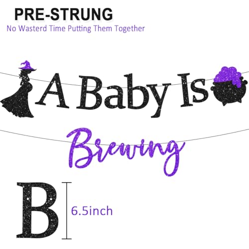 Halloween Baby Shower Banner - Glitter 'A Baby Is Brewing' Decorations