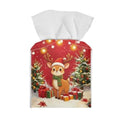Christmas Reindeer Tissue Box Cover Square Red Home Decoration Accessory - 5x5