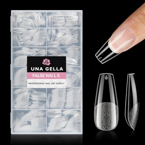 Medium Coffin Nail Tips Set 216PCS X-Soft False Nails with 12 Sizes - Professional DIY Gel Tips