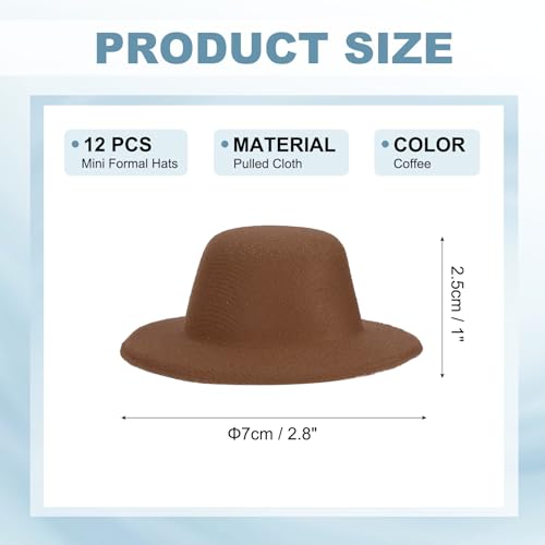 PATIKIL Mini Formal Doll Hats Coffee 1.4 Inch - Small Miniature Headwear