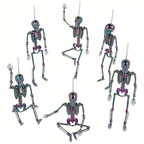 Halloween Skeleton Decorations - Oil Slick Style, 16 Inch, 6 Pack