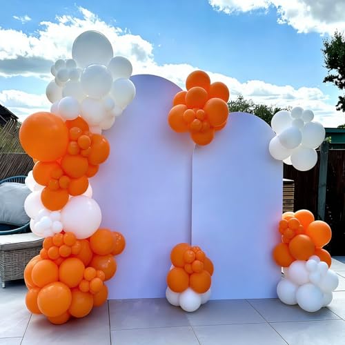 Orange & White Balloon Arch Kit for Halloween & Thanksgiving Party Decorations