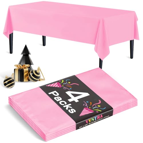 Pink Disposable Tablecloths Pack - 54 x 108 Inches for Party Events