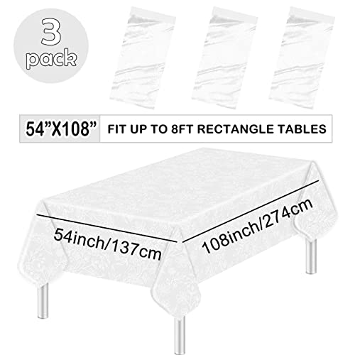 3 Pack Waterproof Disposable Lace Tablecloths 54 x 108 Inches for Weddings & Parties