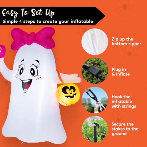 5FT Halloween Inflatable Ghost Decoration with LED Lights Outdoor Yard Decor