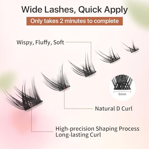 MLEN DIARY 100 Clusters Mink False Eyelashes - 09-NMHX, Natural 4D Fox Eye Look