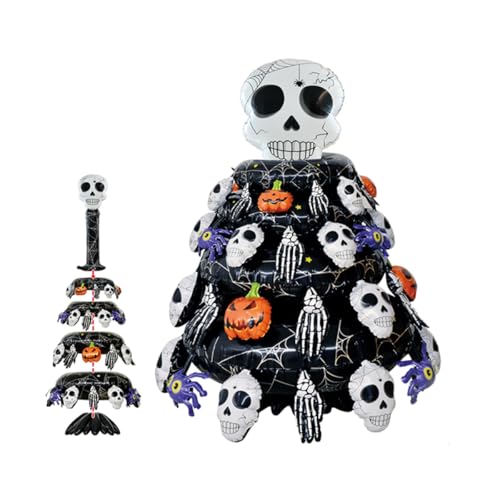 Large 4D Inflatable Halloween Tree with Skull Pumpkins & Spiders - Indoor Outdoor Decor