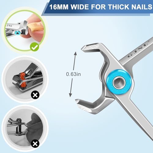 Toenail Clippers for Thick Nails for Seniors, 3-Pack Ergonomic Heavy Duty Angled Head German Nail Clippers for Men with Catcher, Premium Steel Wide Opening Fingernail Clippers for Men & Women