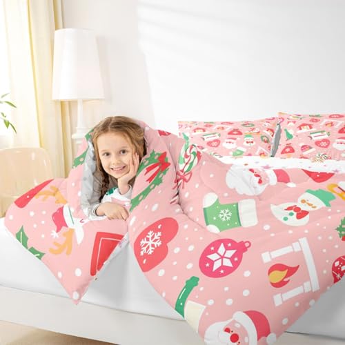 Christmas Bedding Set for Kids - Twin Size Santa Claus Quilt & Pillow Case - Multi 62 / Twin