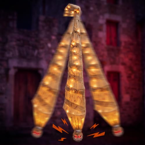 70in Halloween Shaking Mummy Decoration - Animated Hanging Corpse with Lights & Sound