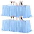 Baby Blue 6ft Rectangle Tablecloth with Ruffle Skirt - 2 Pack, Spandex & Tulle