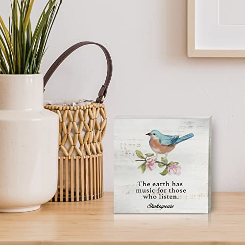 Wooden Sign Wall Decor - Rustic Bird Music Box Plaque for Home & Gift