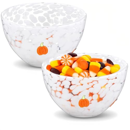 Pumpkin Icon Glass Bowls - Harvest Fall Salad Mixing Set for Kitchen & Parties