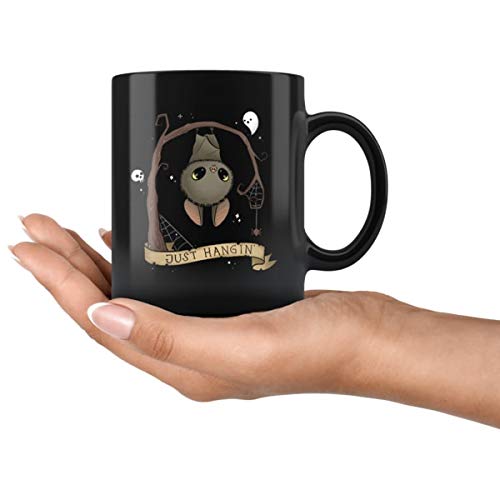 Halloween Hanging Bat Coffee Mug - Spooky Cute Ceramic Cup for Hot & Cold Beverages
