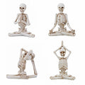 Set of 4 Halloween Skeleton Yoga Figurines - Indoor Resin Skull Decor