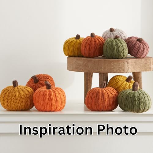 Mini Knit Pumpkins Set of 5 - Orange Autumn Fall Decor, 2.5 Inch