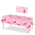 Waterproof Pink Tablecloth for Bachelorette Party Decorations - Funny Penis Design, 54x108 Inches