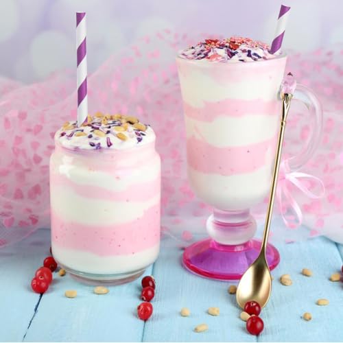 Dark Purple Striped Paper Drinking Straws - 100 Biodegradable Party Supplies