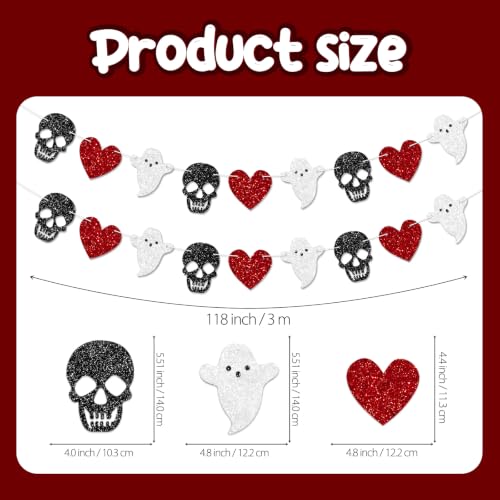 Halloween Skull Ghost Garland Set - Black & Red Gothic Party Decorations