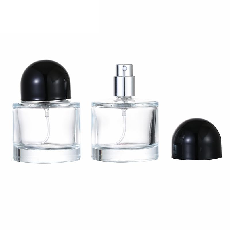 YORROR 2 Pack Clear Glass Perfume Atomizer,50ml Round Empty Perfume Spray Bottle,Portable Fragrance Fine Mist Spray Bottle Dispenser for Travel