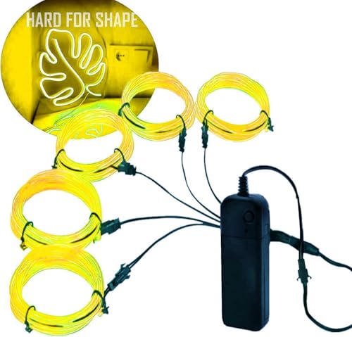 Ourbest Hard Version 5 Splitter Neon EL Wire 2M Yellow for DIY Neon Sign & Party Decorations