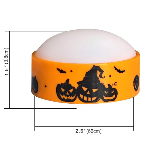 Halloween Battery LED Jack-O-Lantern Pumpkin Lights with Remote & Decals - Orange, 4 Pack