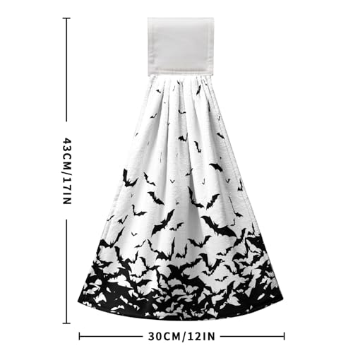 Halloween Hanging Kitchen Towels with Spooky Bats - Hand Tie Towel for Halloween Decor