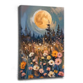 Wildflowers Wall Art Decor - Gothic Enchanted Full Moon Oil Painting Canvas - Framed 12x18in