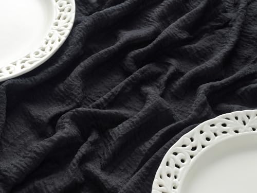 Black 10ft Table Runner for Outdoor & Wedding Decor - Cheesecloth Gauze
