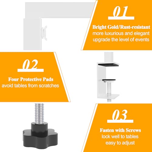 2 Pack White Over Table Rod Stand with Clamp - Adjustable Banner & Decoration Support